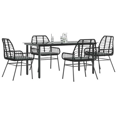 Vrtna garnitura, 5-dijelni set s jastucima, 160 x 80 x 74 cm, crna i tamno siva