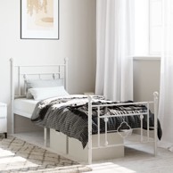 Metalni okvir kreveta uzglavlje i podnožje bijeli 75x190 cm