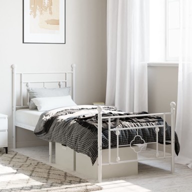 Metalni okvir kreveta uzglavlje i podnožje bijeli 75x190 cm