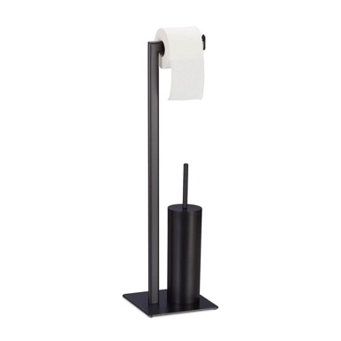 NORTHIX Samostojeći WC set, mat crni, čelični držač četke