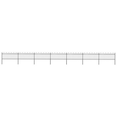 Vrtna ograda s ukrasnim lukovima čelična 11,9 x 0,8 m crna