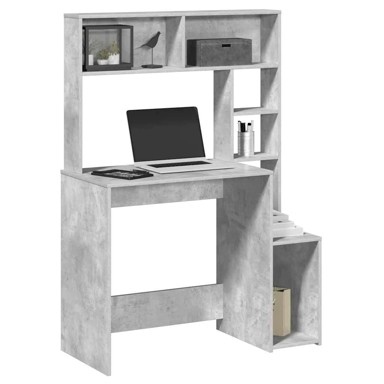 Radni stol s policama 100x45x140 cm od konstruiranog drva, sivi