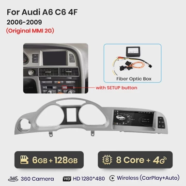 CarPlay Android Auto auto radio multimedijski sustav za Audi A6 C6 4F, 6GB, 128GB, MMI 2G