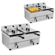 Dvostruka električna friteza sa slavinom, 230 V, 2 x 3200 W, 2 x 13 l
