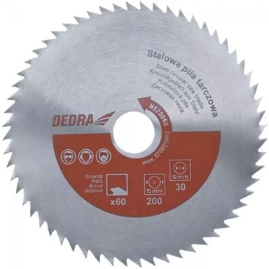 DEDRA Čelični list kružne pile, 180 x 20 mm, 60 zuba