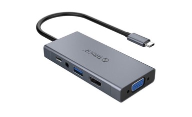ORICO Docking stanica MC-U501P, USB-C, 1x USB-A, 1x USB-C, 1x HDMI, 1x VGA, 1x audio, sivi