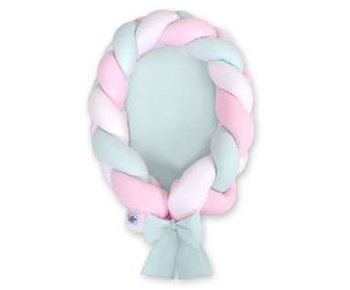MY SWEET BABY Čahura za bebe, 2 u 1, pletena, bijela-ružičasta-mint