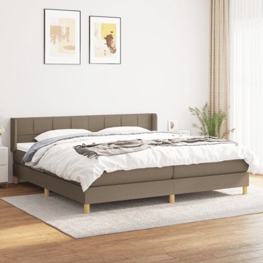 Krevet s oprugama i madracem smeđesivi 200x200 cm od tkanine