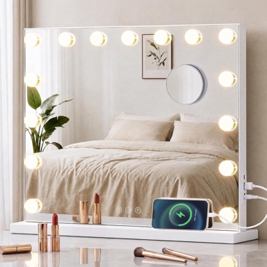 SONGMICS Hollywood LED ogledalo za šminkanje, 15 LED, prigušivanje