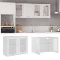 Viseći stakleni ormarić bijeli 80 x 31 x 60 cm od iverice