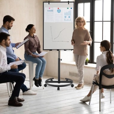 NORTHIX Stalak za flipchart na kotačima s magnetima i markerima, podesiva visina do 192 cm