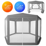MULTIGARDEN Vrtni paviljon s komarnikom, 2x2x2 m, sivi