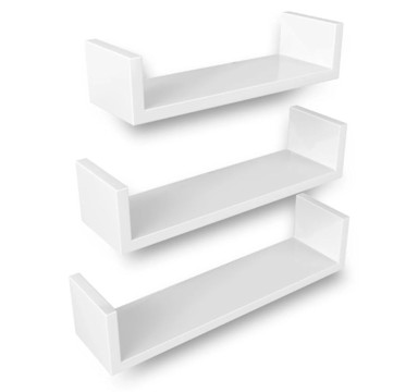 SONGMICS Set od 3 plutajuće police LWS40WT, 40x35x30 cm