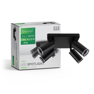 GREEN TECH LED spot svjetiljka Nyxa-4 GU10 × 4 crna nadgradna podesiva aluminij