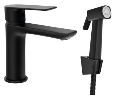 SAPHO AQUALINE Miješalica za umivaonik s bideom, stojeća, mjed, 158 mm, mat crna