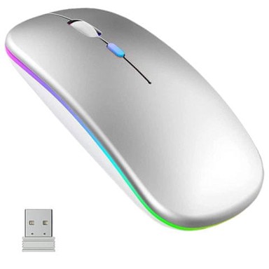 ALOGY Gaming miš Slim RGB, bežični, srebrna
