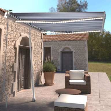 Tenda na ručno uvlačenje LED 300 x 250 cm, plavo-bijela