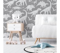 PASTELOWE Tapete, dinosauri, sive