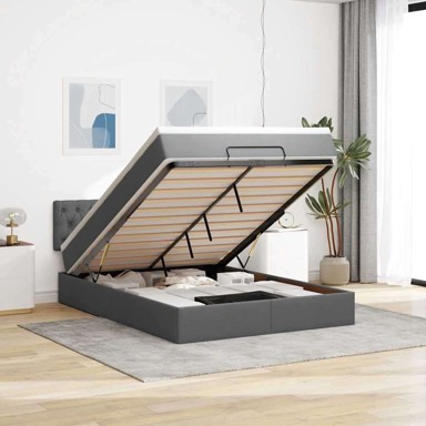 Otomanski krevet s madracem, tamnosivi, 140x190 cm