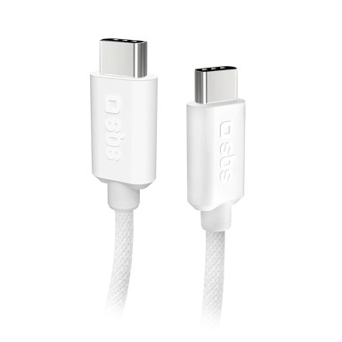 SBS USB-C na USB-C pleteni kabel TECABLETISSUETCCG 60 W 1,5 m, sivi