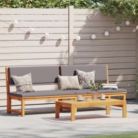 Ležaljka 3-u-1 sa svijetlosivim jastucima, masivna akacija – svijetlosiva