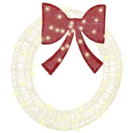 Božićni vijenac s LED lampicama toplo bijelo svjetlo 75 cm akril