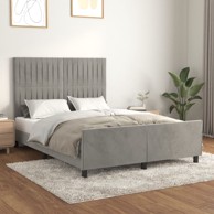 Okvir za krevet s uzglavljem svjetlosivi 140x190 cm baršunasti