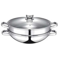BAUMALU Tava za wok Wok 2-en-1, aluminij, siva 