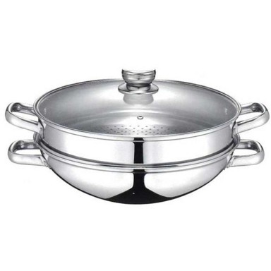 BAUMALU Tava za wok Wok 2-en-1, aluminij, siva  