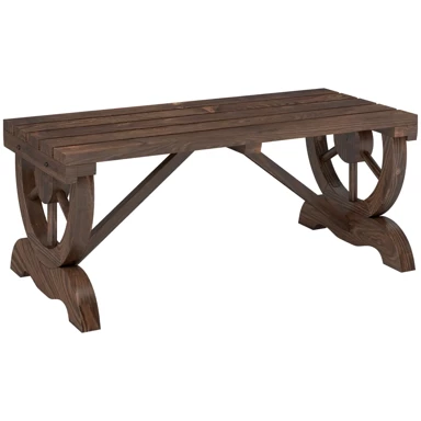 Drvena rustikalna vrtna klupa bez naslona, 98 x 50 x 39,5 cm, prirodna