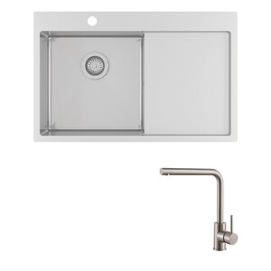 HELIKA Set sudoper Luna 101 N-L + slavina Zora, krom mat