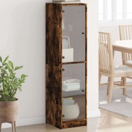Visoka komoda sa staklenim vratima boja hrasta 35 x 37 x 142 cm , dimljeni hrast