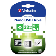 VERBATIM USB memorijski pogon Store 'n' Stay Nano, 32 GB, USB Tip-A 2.0, crni