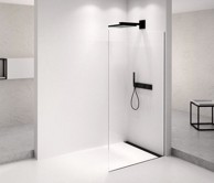 POLYSAN Tuš pregrada ARCHITEX, 1062 mm, prozirno staklo, crna mat