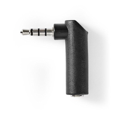 NEDIS Kutni stereo audio adapter, 3,5 mm utikač – 3,5 mm utičnica, 90°, crni, 10 kom.