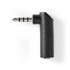NEDIS Kutni stereo audio adapter, 3,5 mm utikač – 3,5 mm utičnica, 90°, crni, 10 kom.