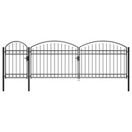 Vrata za vrtnu ogradu s lučnim vrhom čelična 1,75 x 5 m crna