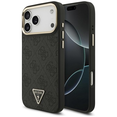 GUESS 4G Triangle Logo MagSafe maskica, iPhone 17 Pro Max, crna