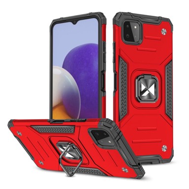 WOZINSKY Oklopna futrola Ring Armor s magnetskim držačem, Samsung Galaxy A22 4G, crvena