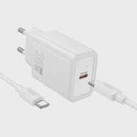 HOCO Punjač N62, kućni, PD 30W, USB-C na USB-C kabel, bijeli