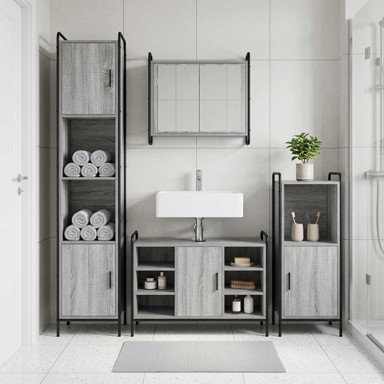 Set kupaonskih ormarića 4 kom. 40 x 36 x 181 cm, siva sonoma