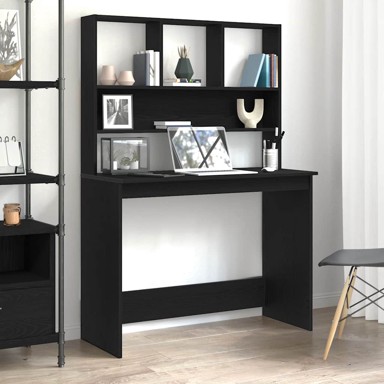 Radni stol s policama, 102 x 45 x 148 cm, konstruirano drvo, crni hrast