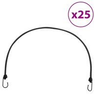 Uže za bungee s kukama, crna s reflektirajućom prugom, 100 cm, 25 komad