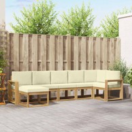 Set vanjskih sofa 7-dijelni s jastukom, poliester, bijela/krem
