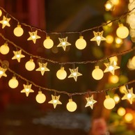 LED Girlanda 10 m 80 LED USB Zvijezde i kuglice, bijela