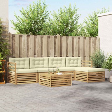 Set vanjskih sofa, 6 kom, 79 x 79 x 37 cm, poliester, bijelo-krem
