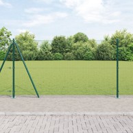 Zavarena žičana ograda s 7 flanšastih stupova, zelena, 1.2x10 m, čelik