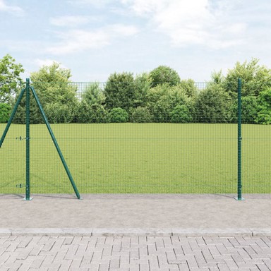 Zavarena žičana ograda s 7 flanšastih stupova, zelena, 1.2x10 m, čelik