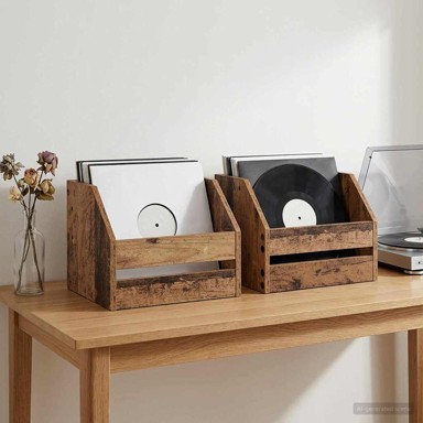 Kutija za vinilne albume, 2 kom., 38x30x29 cm, staro drvo