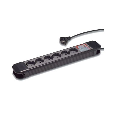 FAMATEL Produžni kabel, 6 utičnica, 1.5m, prekidač, 1.5mm², crni